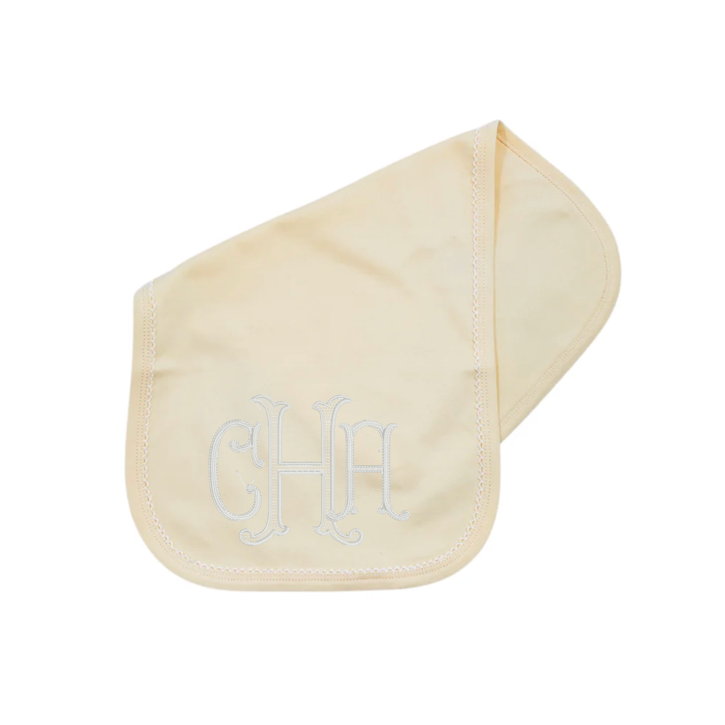 Yellow w/ White Picot Trim Burp Cloth