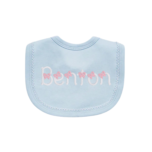Blue w/ White Picot Trim Bib