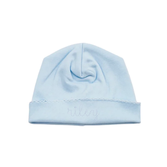 Blue w/ White Picot Trim Hat
