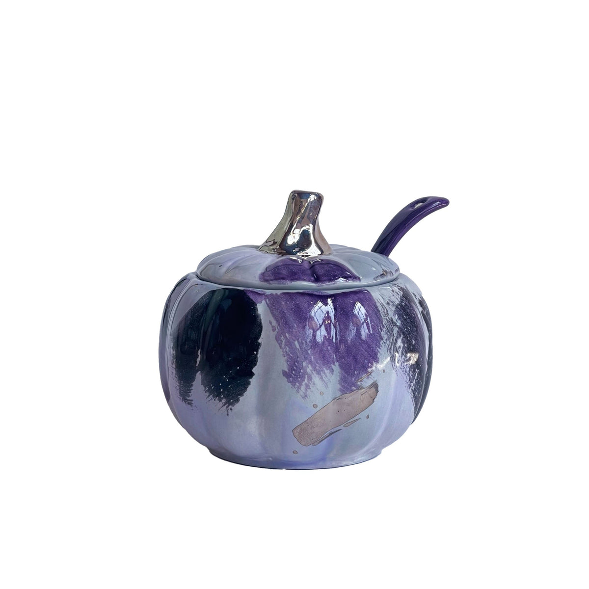 Pumpkin Sugar Pot, Spoon, and Creamer