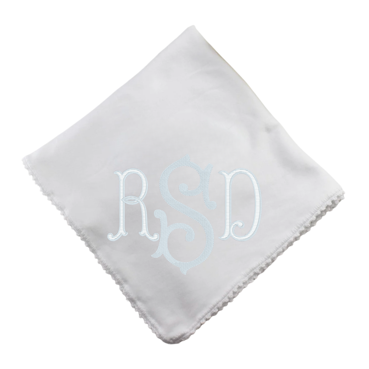 White Crochet Trim Pixie Lily Blanket