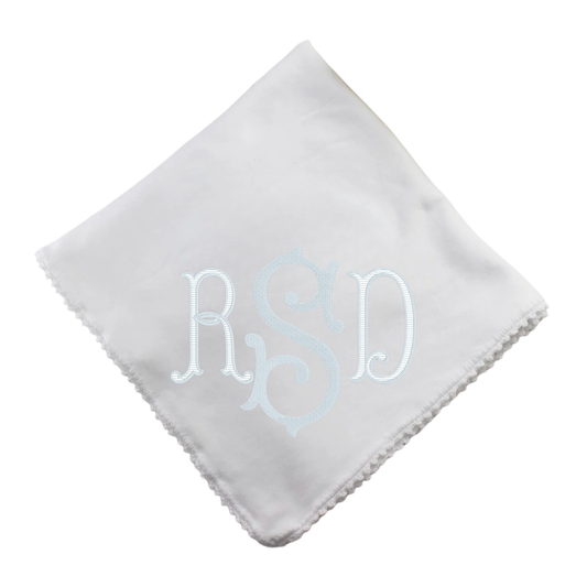 White Crochet Trim Pixie Lily Blanket