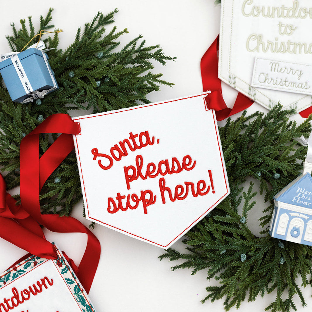 Santa, Please Stop Here Pennant Banner